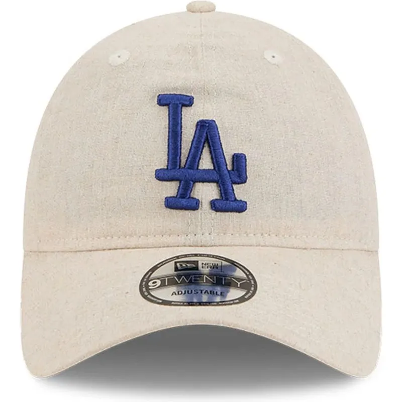 buet-beige-justerbar-kasket-med-blat-logo-9twenty-linen-spring-training-fan-pack-2025-fra-los-angeles-dodgers-mlb-fra-new-era