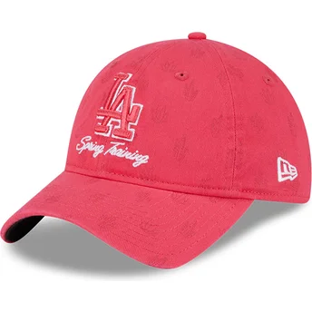 Lyserød justerbar buet kasket til kvinder 9TWENTY Pattern Spring Training Fan Pack 2025 fra Los Angeles Dodgers MLB fra New Era