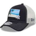 marinebla-og-hvid-trucker-cap-9forty-a-frame-patch-spring-training-fan-pack-2025-fra-new-york-yankees-mlb-af-new-era