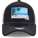 marinebla-og-hvid-trucker-cap-9forty-a-frame-patch-spring-training-fan-pack-2025-fra-new-york-yankees-mlb-af-new-era