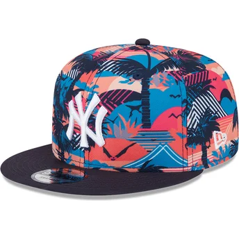 Multifarvet flad snapback kasket 9FIFTY trykt forårstræningsfankit 2025 fra New York Yankees MLB af New Era