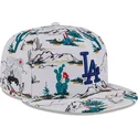 hvid-flad-kasket-snapback-9fifty-print-spring-training-fan-pack-2025-fra-los-angeles-dodgers-mlb-fra-new-era