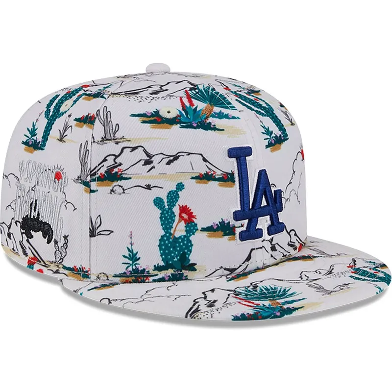 hvid-flad-snapback-kasket-9fifty-print-spring-training-fan-pack-2025-fra-los-angeles-dodgers-mlb-fra-new-era