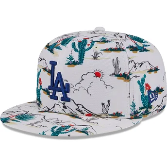 Hvid flad skygge snapback 9FIFTY Print Spring Training Fan Pack 2025 fra Los Angeles Dodgers MLB af New Era