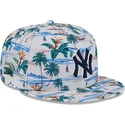 hvid-flad-snapback-kasket-9fifty-print-spring-training-fan-pack-2025-fra-new-york-yankees-mlb-fra-new-era