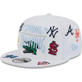 hvid-flad-snapback-kasket-9fifty-scatter-spring-training-fan-pack-2025-med-mlb-grapefruit-league-logo-fra-new-era