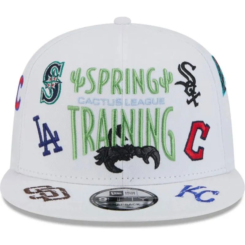 hvid-flad-snapback-kasket-9fifty-scatter-spring-training-fan-pack-2025-fra-mlb-cactus-league-logo-fra-new-era
