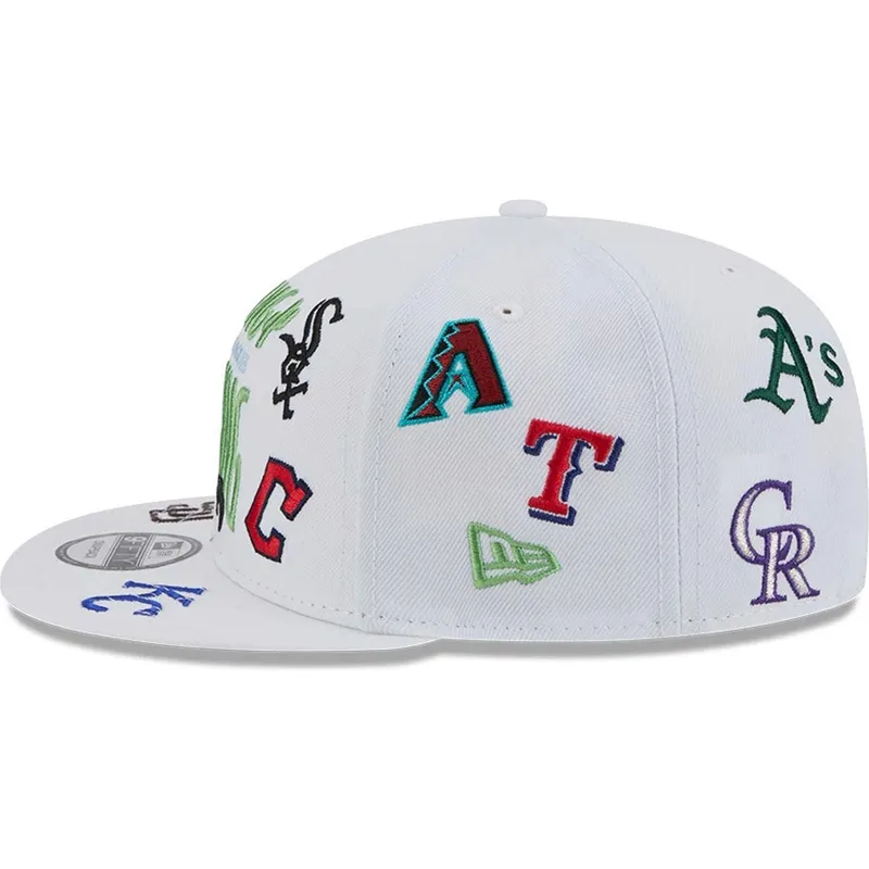hvid-flad-snapback-kasket-9fifty-scatter-spring-training-fan-pack-2025-fra-mlb-cactus-league-logo-fra-new-era