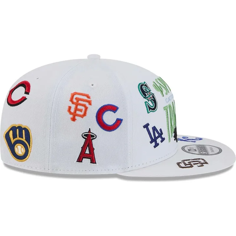 hvid-flad-snapback-kasket-9fifty-scatter-spring-training-fan-pack-2025-fra-mlb-cactus-league-logo-fra-new-era
