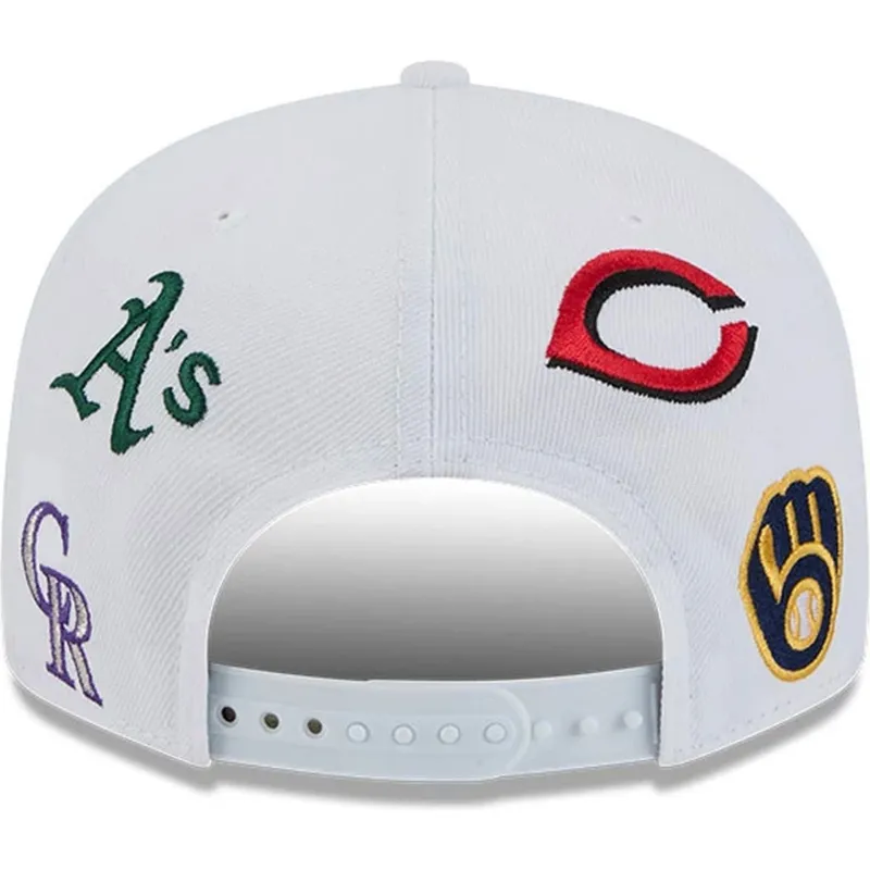 hvid-flad-snapback-kasket-9fifty-scatter-spring-training-fan-pack-2025-fra-mlb-cactus-league-logo-fra-new-era