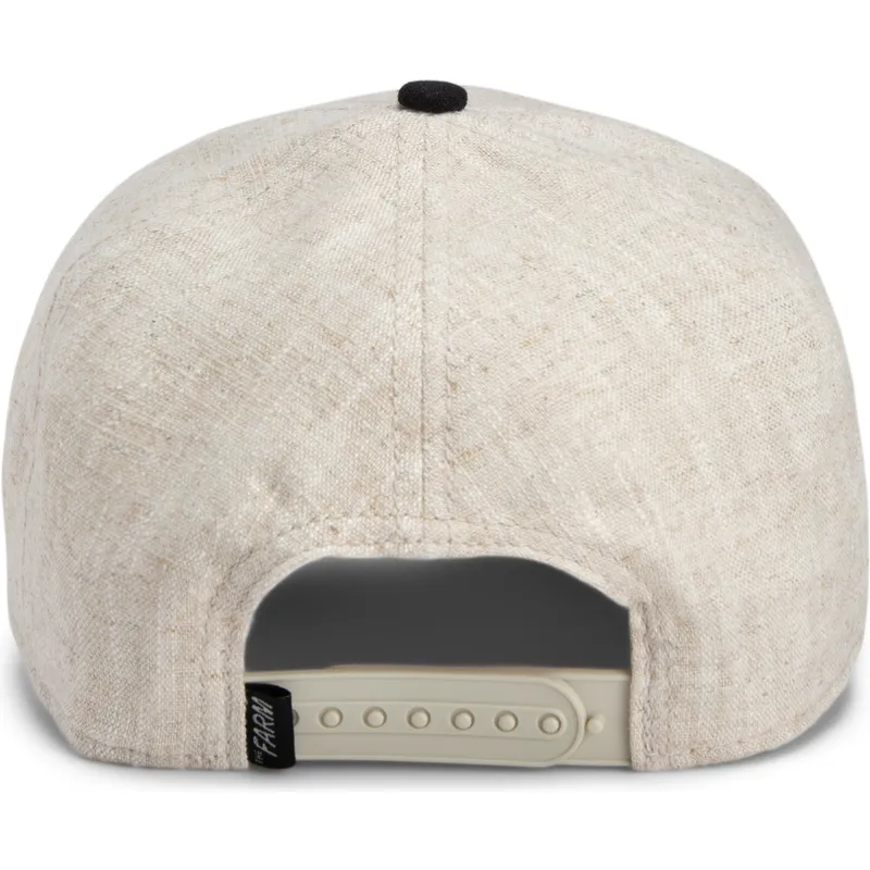 buet-beige-og-sort-snapback-kasket-skorpion-deadly-lethal-linen-rugged-comfort-the-farm-fra-goorin-bros