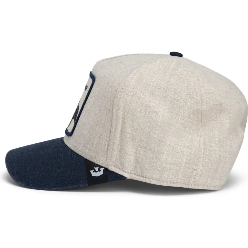 buet-kasket-beige-og-marinebla-snapback-hest-rogue-thread-rebel-rugged-comfort-the-farm-fra-goorin-bros