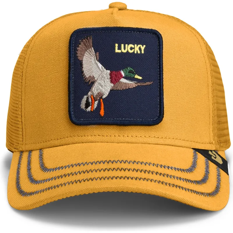 trucker-kasket-gul-and-lucky-gotta-be-quicker-core-canvas-the-farm-fra-goorin-bros