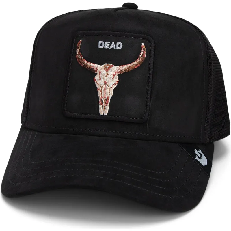 trucker-kasket-sort-okse-dead-the-suede-skull-global-core-micro-suede-the-farm-fra-goorin-bros