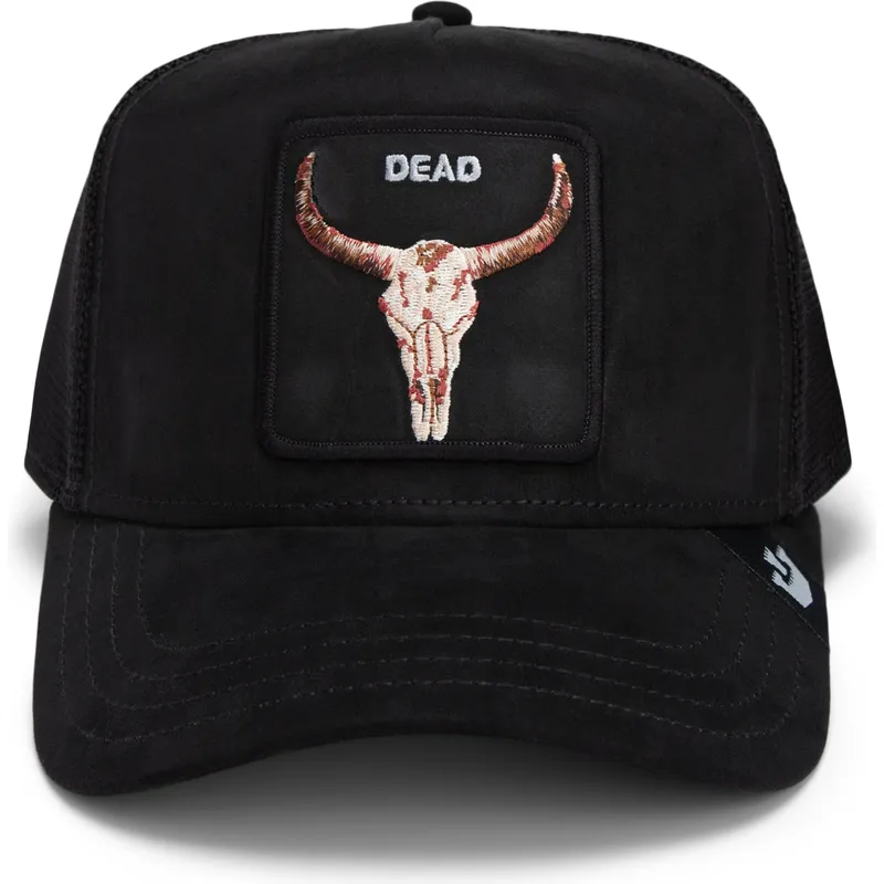 trucker-kasket-sort-okse-dead-the-suede-skull-global-core-micro-suede-the-farm-fra-goorin-bros