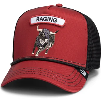 Rød og sort trucker-kasket med tyr GB2 Raging Bull The Rocker The Farm fra Goorin Bros.