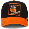 sort-og-orange-trucker-kasket-med-fuglemotiv-the-diehard-bird-fab-farm-fra-goorin-bros