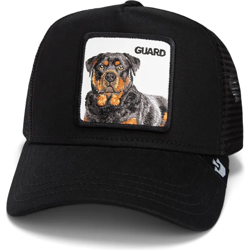trucker-kasket-sort-hund-rottweiler-the-guard-dog-core-combo-the-farm-fra-goorin-bros