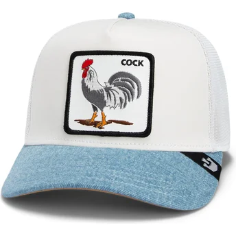 Gorra trucker hvid og blå hanegal Cock Rooster Fan Institution Ball Club Global Core Denim The Farm fra Goorin Bros.