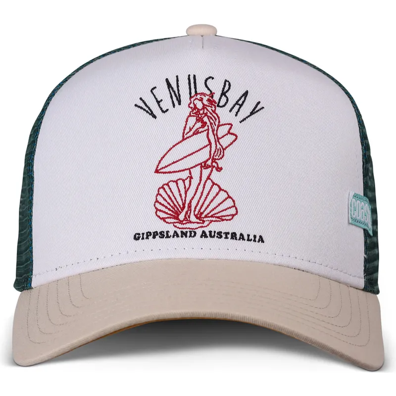 hvid-gron-og-beige-trucker-kasket-venus-bay-hft-fra-coastal