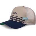 beige-og-marinebla-trucker-kasket-bauhaus-waves-hft-fra-coastal