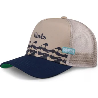 Beige og marineblå Bauhaus Waves HFT trucker-kasket fra Coastal