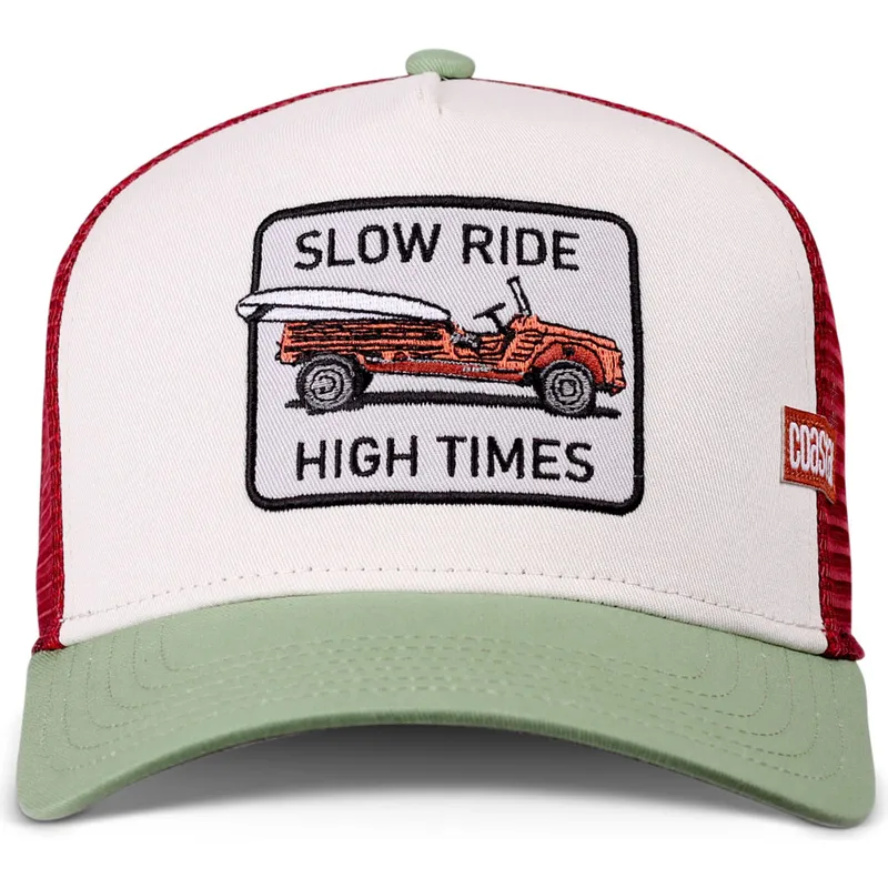 beige-rod-og-gron-trucker-kasket-slow-ride-high-times-hft-fra-coastal beige-rod-og-gron-trucker-kasket-slow-ride-high-times-hft-fra-coastal