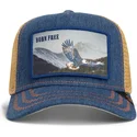 trucker-kasket-marinebla-orn-born-free-wild-heart-the-farm-fra-goorin-bros