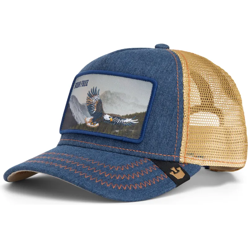trucker-kasket-marinebla-orn-born-free-wild-heart-the-farm-fra-goorin-bros