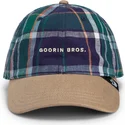 goorin-bros-buet-skaerm-hardly-working-papa-cap-madras-the-farm-marinebla-og-brun-snapback-kasket