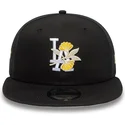 sort-flad-snapback-9fifty-kasket-med-blomstermotiv-fra-los-angeles-dodgers-mlb-fra-new-era