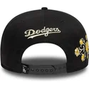 sort-flad-snapback-9fifty-kasket-med-blomstermotiv-fra-los-angeles-dodgers-mlb-fra-new-era