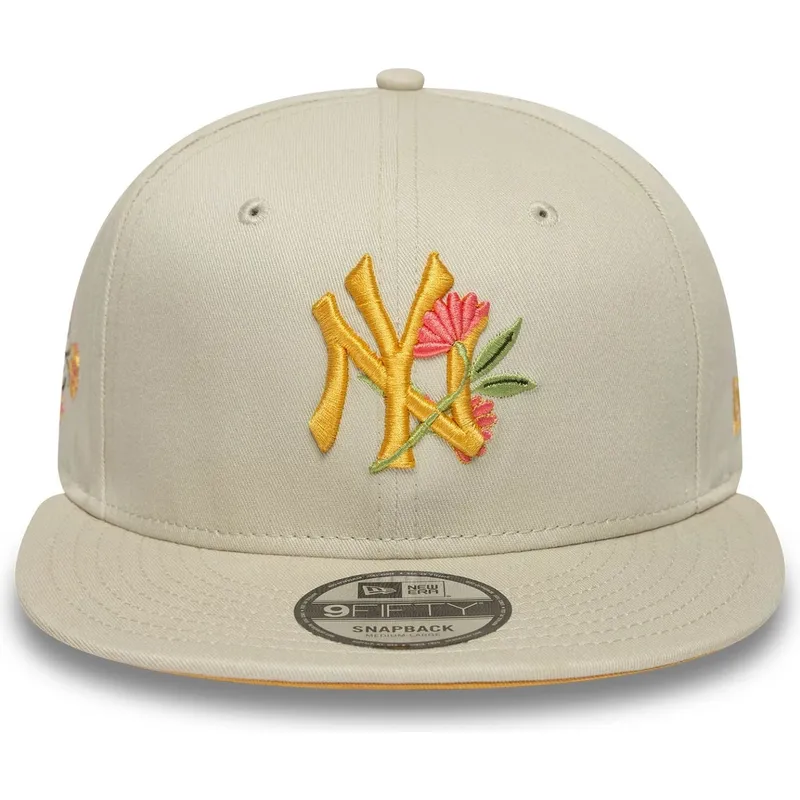 beige-flad-kasket-snapback-9fifty-floral-fra-new-york-yankees-mlb-fra-new-era