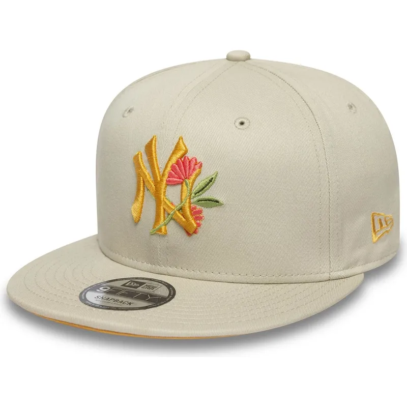 beige-flad-kasket-snapback-9fifty-floral-fra-new-york-yankees-mlb-fra-new-era