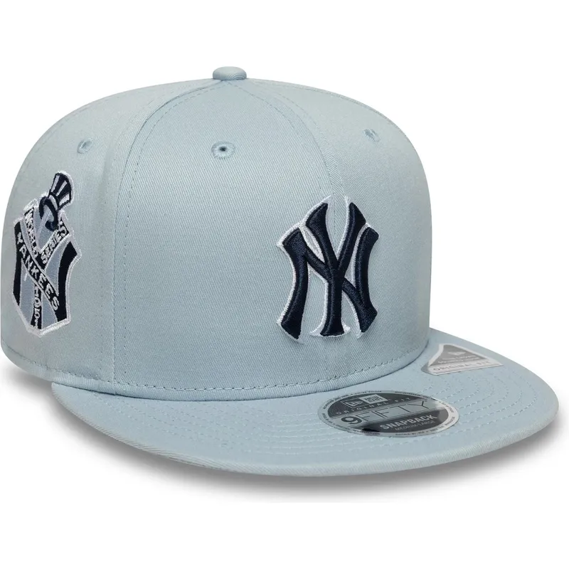 flad-bla-snapback-kasket-med-marineblat-logo-9fifty-original-fit-world-series-fra-new-york-yankees-mlb-fra-new-era