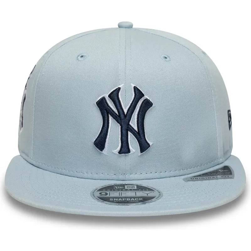 flad-bla-snapback-kasket-med-marineblat-logo-9fifty-original-fit-world-series-fra-new-york-yankees-mlb-fra-new-era