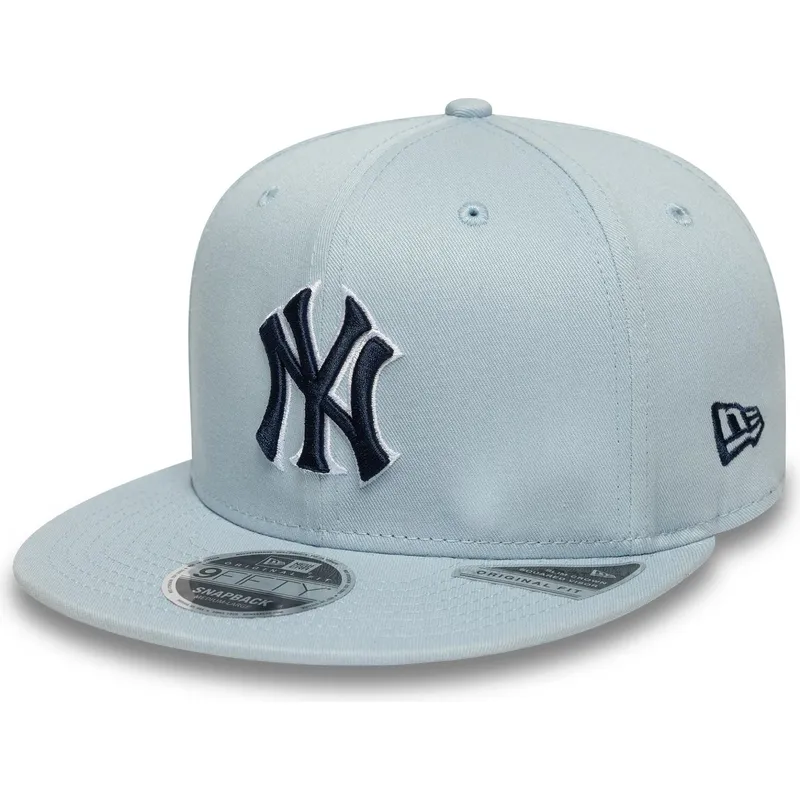 flad-bla-snapback-kasket-med-marineblat-logo-9fifty-original-fit-world-series-fra-new-york-yankees-mlb-fra-new-era