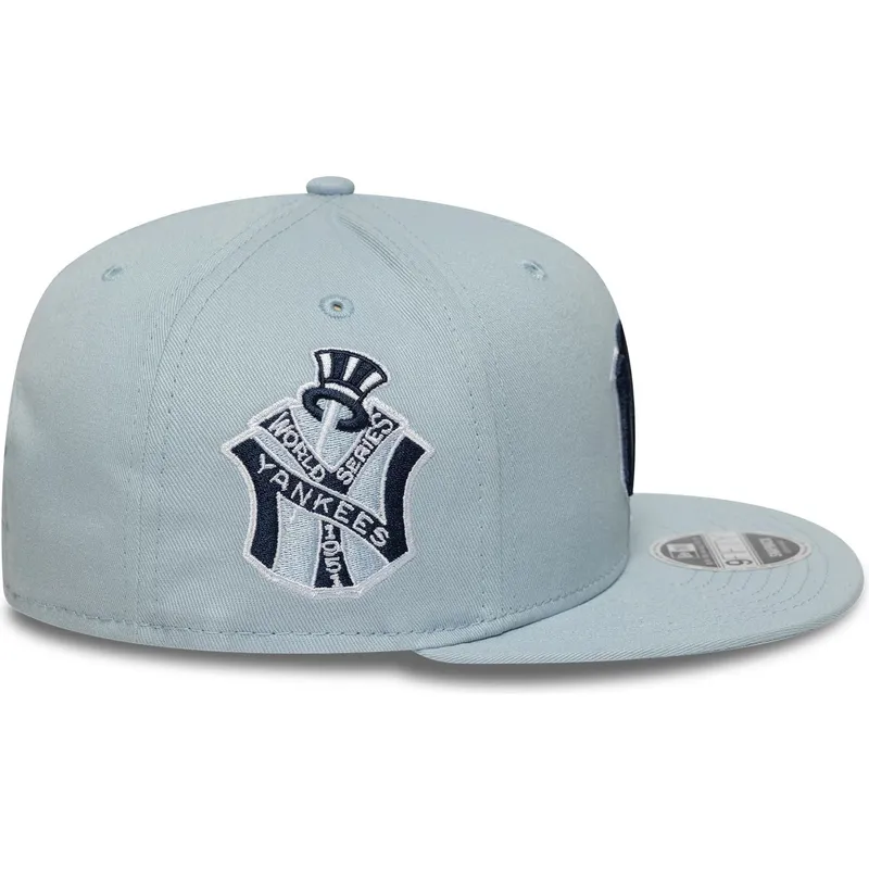 flad-bla-snapback-kasket-med-marineblat-logo-9fifty-original-fit-world-series-fra-new-york-yankees-mlb-fra-new-era