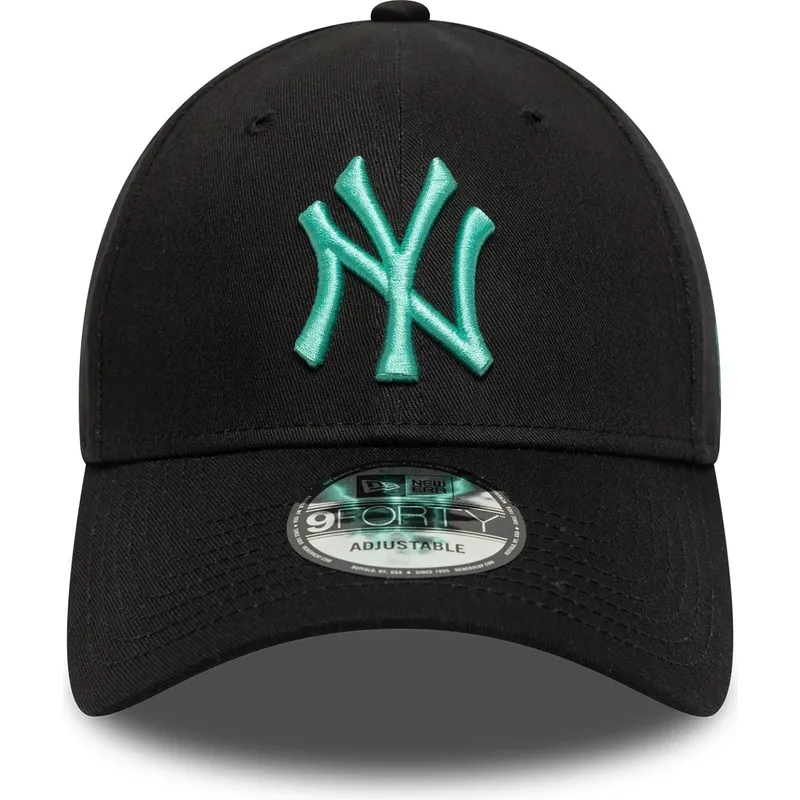 justerbar-sort-buet-kasket-med-blat-logo-9forty-league-essential-new-york-yankees-mlb-fra-new-era