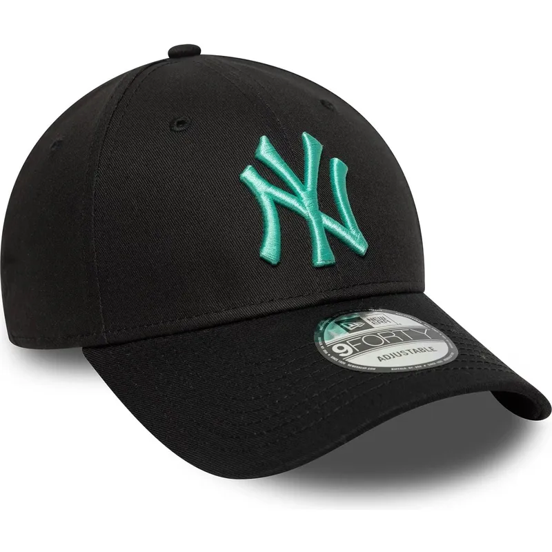 justerbar-sort-buet-kasket-med-blat-logo-9forty-league-essential-new-york-yankees-mlb-fra-new-era