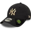 sort-justerbar-curved-kasket-med-beige-logo-9forty-recycled-fra-new-york-yankees-mlb-fra-new-era