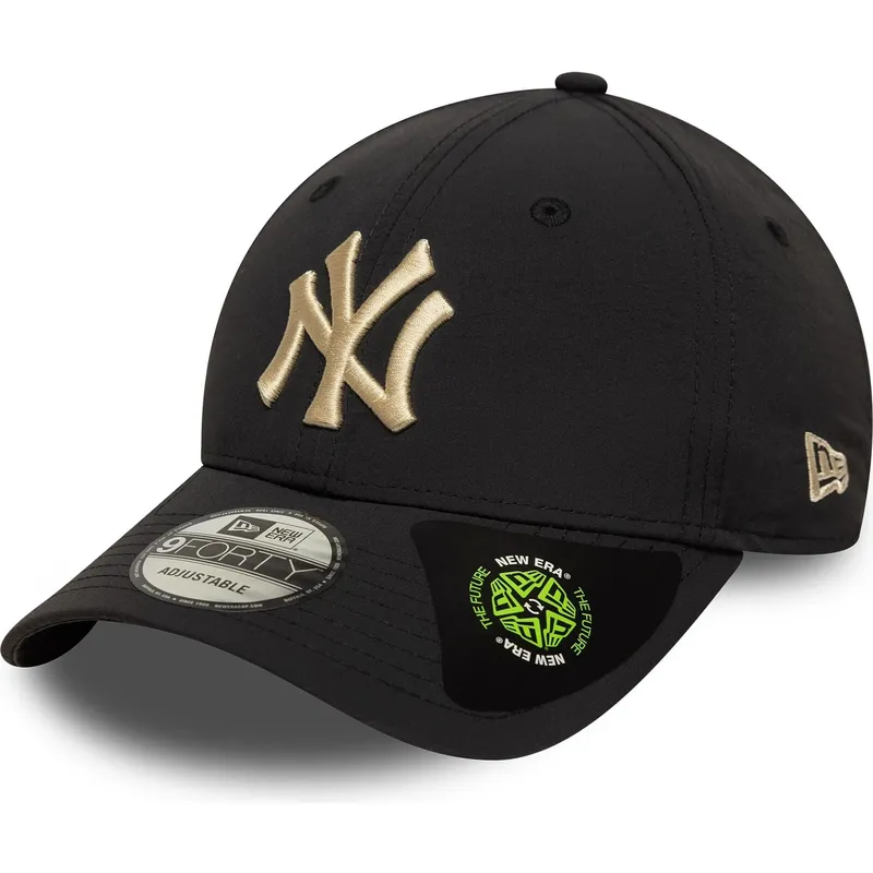 sort-justerbar-curved-kasket-med-beige-logo-9forty-recycled-fra-new-york-yankees-mlb-fra-new-era