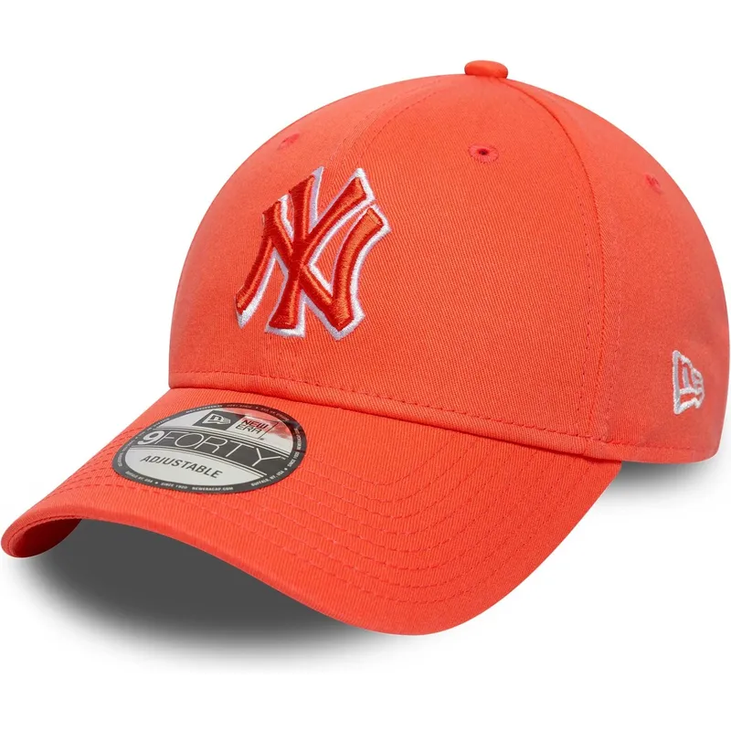 justerbar-orange-buet-kasket-med-orange-logo-9forty-team-outline-fra-new-york-yankees-mlb-fra-new-era