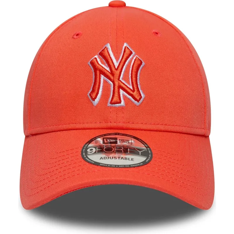 justerbar-orange-buet-kasket-med-orange-logo-9forty-team-outline-fra-new-york-yankees-mlb-fra-new-era