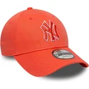 new-era-new-york-yankees-mlb-9forty-team-outline-justerbar-orange-kasket-med-buet-skygge-og-orange-logo