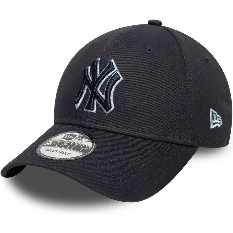 justerbar-marinebla-kurvet-kasket-med-marineblat-logo-9forty-team-outline-fra-new-york-yankees-mlb-fra-new-era