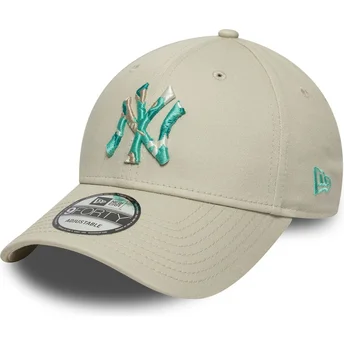 Beige justerbar 9FORTY Seasonal Infill New York Yankees MLB kasket fra New Era