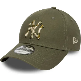 Grøn justerbar buet kasket 9FORTY Seasonal Infill fra New York Yankees MLB fra New Era
