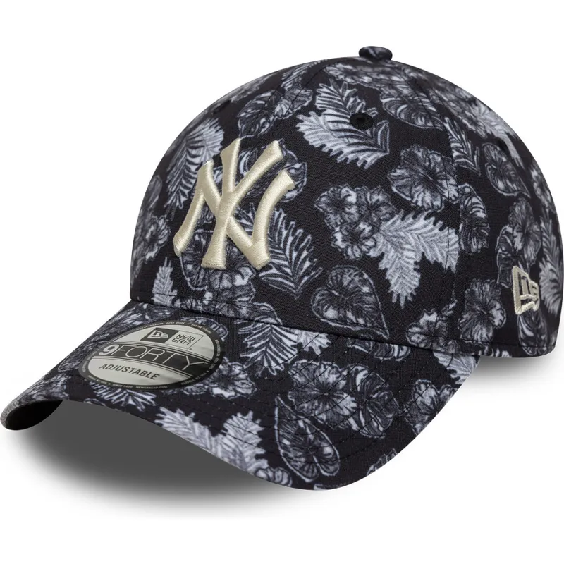 sort-justerbar-kurvet-kasket-9forty-all-over-print-fra-new-york-yankees-mlb-fra-new-era