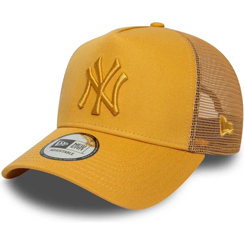 gul-trucker-kasket-med-gult-logo-a-frame-league-essential-fra-new-york-yankees-mlb-fra-new-era